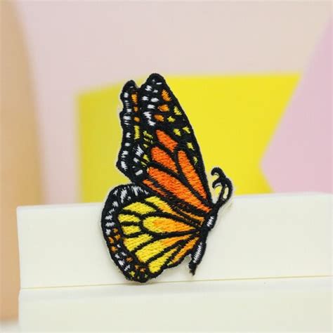 Monarch Butterfly Rose Iron On Embroidery Patch Mtcoffinz Etsy