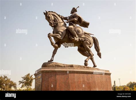 Statue of Amir Timur, also known as Temur and Tamerlane, Tashkent Stock ...
