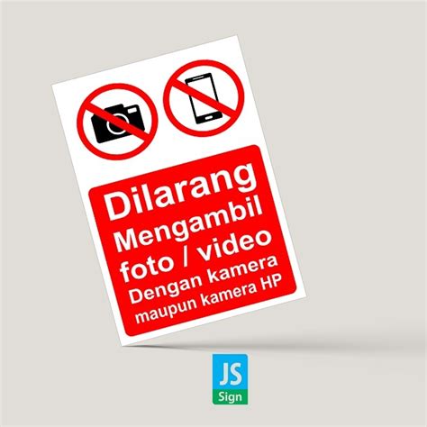 Jual Sticker K3 Safetysign Dilarang Mengambil Foto And Video Shopee