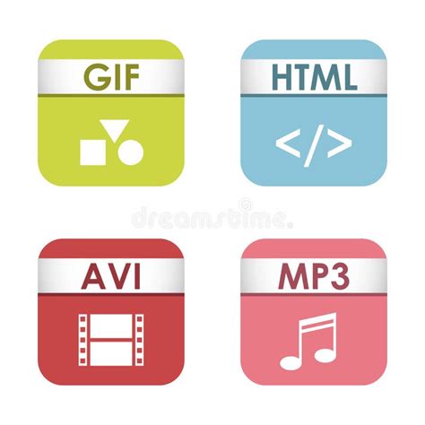 Simple Square File Types Formats Labels Icon Set Presentation Document