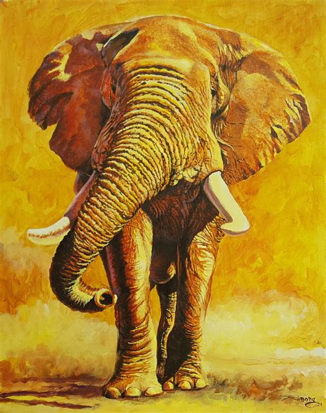 L Phant Jaune Ou D Fenses L Gitimes Peinture Par Agn S Borg Burglen