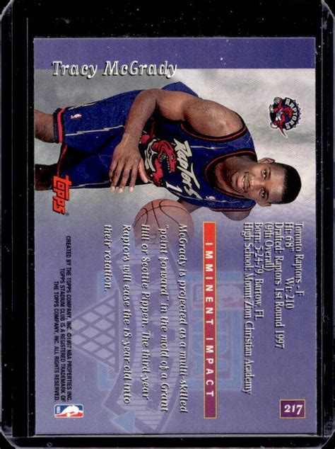 Topps Stadium Club Tracy Mcgrady Nba Draft Rookie Rc