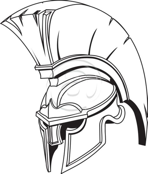 Outline Greek Warrior Helmet Tattoo Design