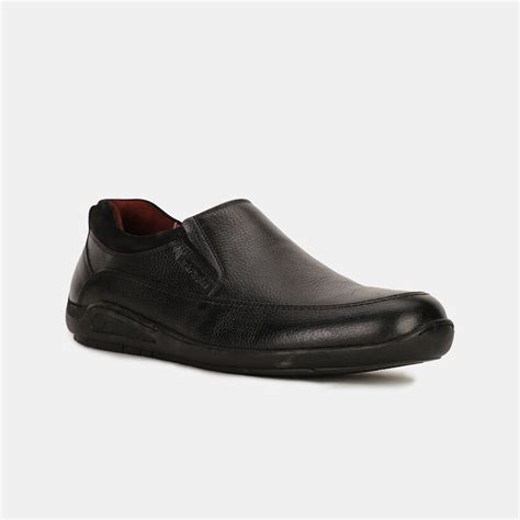 Hush Puppies Black Leather Casual Slip On Shoes For Men Bata