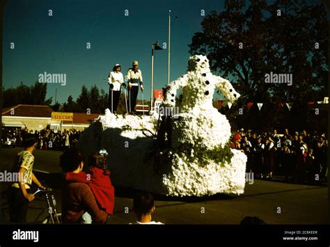 Snowman parade float passing by during the Veterans Day Parade in ...