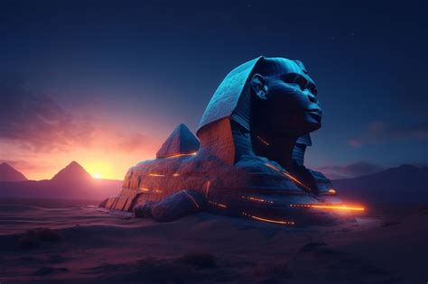 Premium AI Image | A digital art of a sphinx statue in the desert.