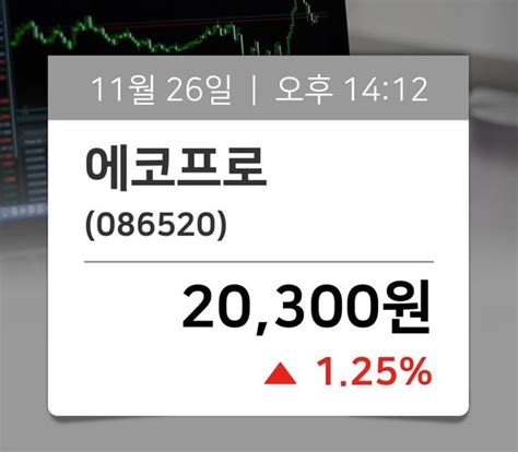 주가시황 에코프로086520 현재거래가격 20300원종목관련 동향정보