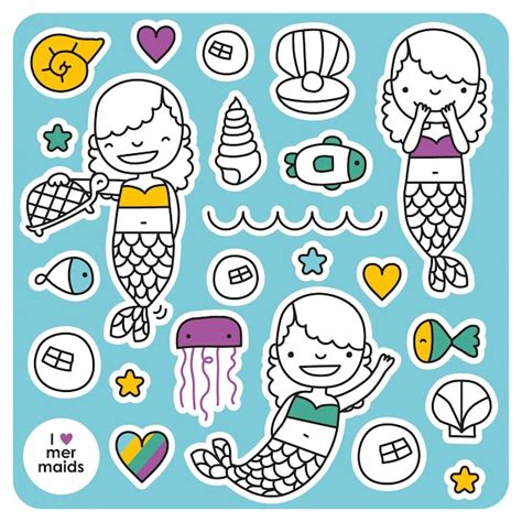 Premium Vector Mermaid Vector Illustration Set