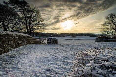 Sunset in the winter with snow on the ground image - Free stock photo ...