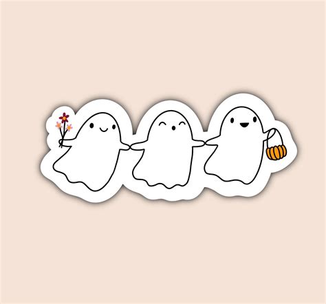 Happy Ghost Sticker Spooky Sticker Halloween Sticker Cute Etsy