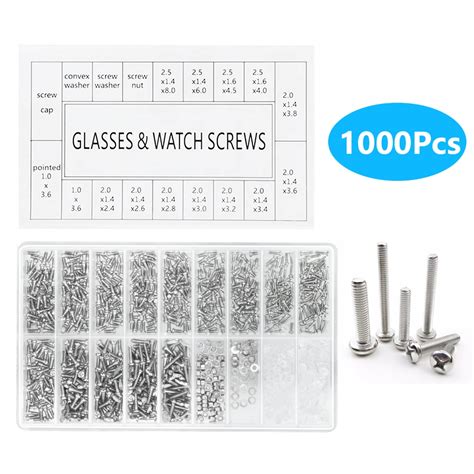 1000pcs Set Tiny Eyeglass Sun Glasses Screws Nut Assortment Repair Tool For Eyeglass Sun Glasses