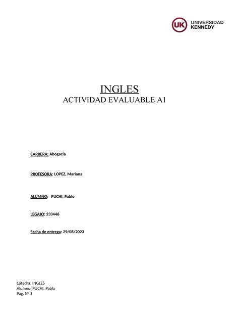 Actividad Evaluable Ingles Ingles Actividad Evaluable A Carrera