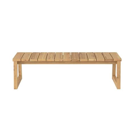 Wood Outdoor Coffee Table, Modern Solid Wood Slat-Top Patio Backless ...