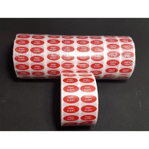 Jual Stiker High Alert Merah Oval 20X10Mm Isi 5000 Pcs In Roll Shopee