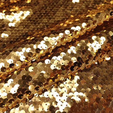 Tulle Elasticizzato Ricamato Con Paillettes Grandi Oro Iaia Tessuti