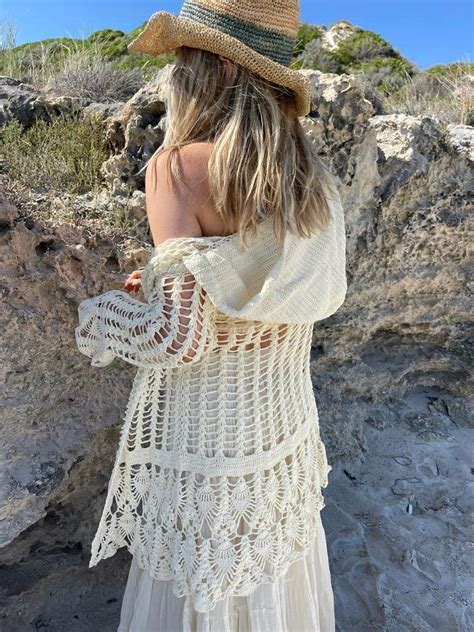 Crochet Cardi Azra Hood Cream Naked Gypsy