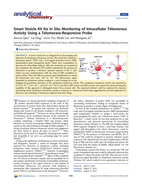 PDF A Smart Vesicle Kit For In Situ Monitoring Of Intracellular