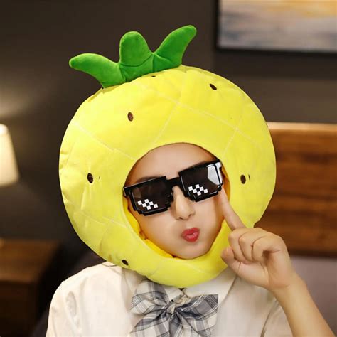 Funny Pineapple Plush Hat | Comfortable and Warm, Cartoon Novelty Fruit ...