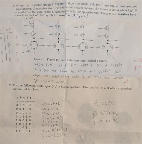 Solved 1 Given Transistor Circuit Figure 1 Show Truth Answer Remember P Type Transistors