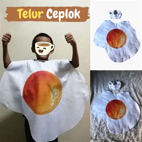 Jual Kostum Telur Ceplok Fried Egg Anak Paud SD TK Karnaval Cosplay