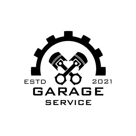 Logo Repair Service Garage Service Gear And Piston Auto Emblem Logo