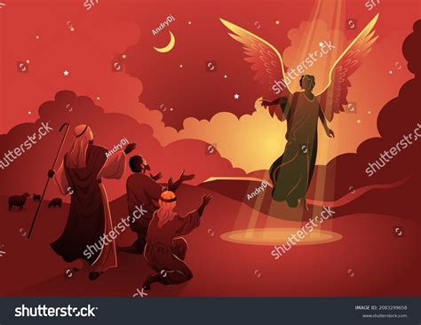 Angel Announced Birth Jesus Shepherds Biblical Stock Vector Royalty Free 2083299658