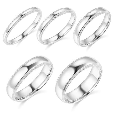 10k White Gold 2mm 3mm 4mm 5mm 6mm Comfort Fit Men Women Milgrain Wedding Band Ebay