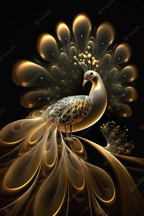 Premium Photo Golden Peacock Oriental Luxury Style Generative Ai