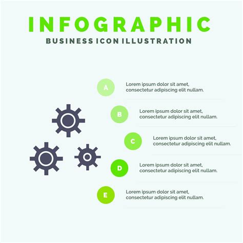 Configuration Gears Preferences Service Solid Icon Infographics 5 Steps