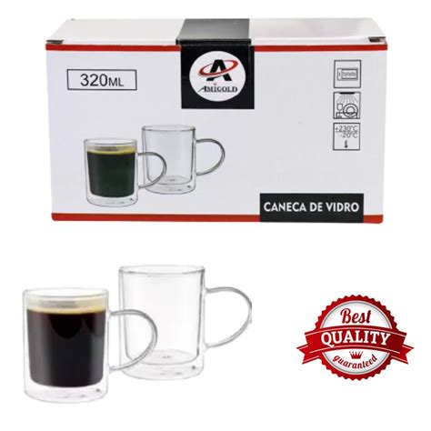 Jogo De Xicara Vidro Duplo Caneca Parede Dupla 2un 320ml Shopee Brasil