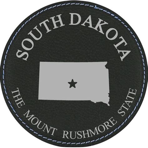 South Dakota State Outline With Motto 4 Round Leather Etsy