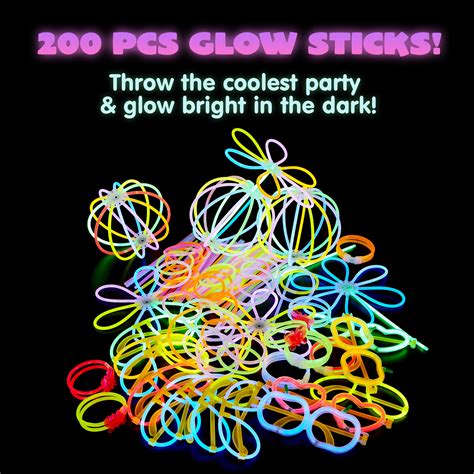 436 Pcs Glow Sticks 8 Glow In The Dark Sticks Glow With Necklaces And