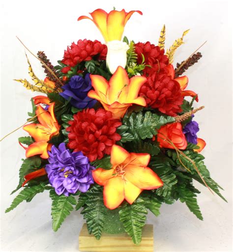 Xl Fall Mixture Cemetery Flower Headstone Vase Christmas Fall Etsy In