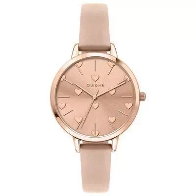 Oui Me Petite Amourette Rose Gold Sunray Dial Leather Strap Quartz