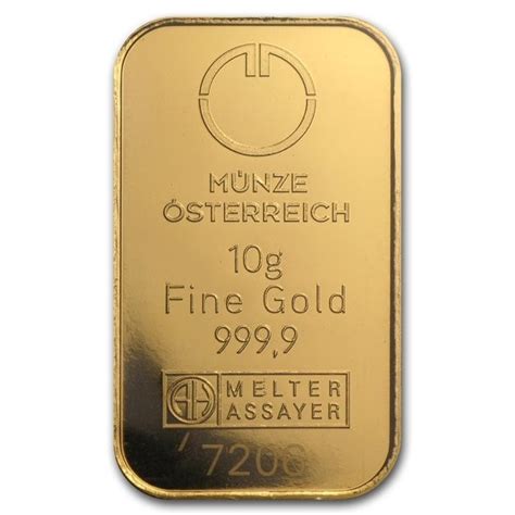 Gold 10 Gram Austrian Mint Minted Bar Silver Bullion