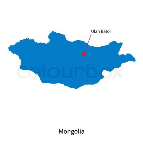 Detailed vector map of Mongolia and capital city Ulan Bator | Stock ...