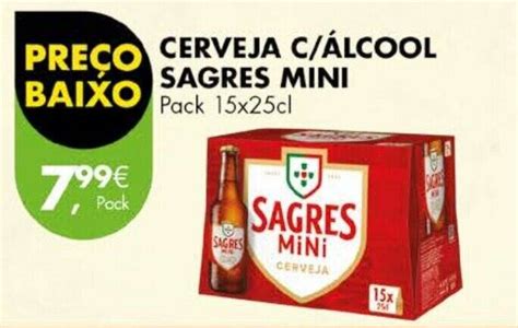 Promoção CERVEJA C ÁLCOOL SAGRES MINI BAIXO Pack 15x25cl em Pingo Doce