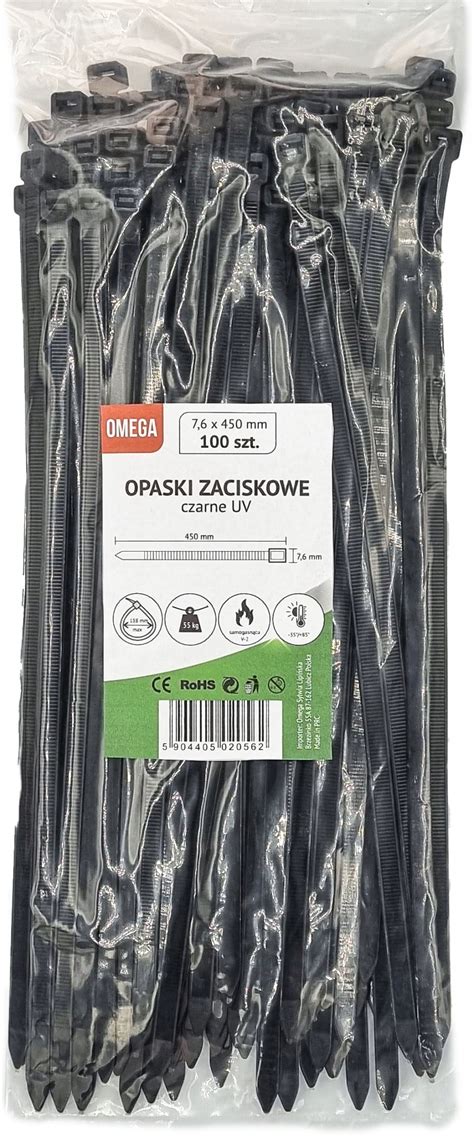 OPASKI TRYTKI ZACISKOWE KABLOWE UV CZARNE 7 6X450 7 6X450 TRYTKI