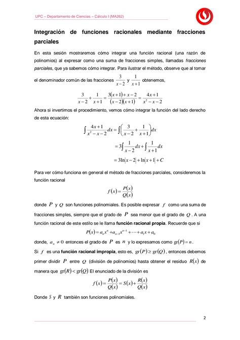 Solution Integraci N De Funciones Racionales Studypool
