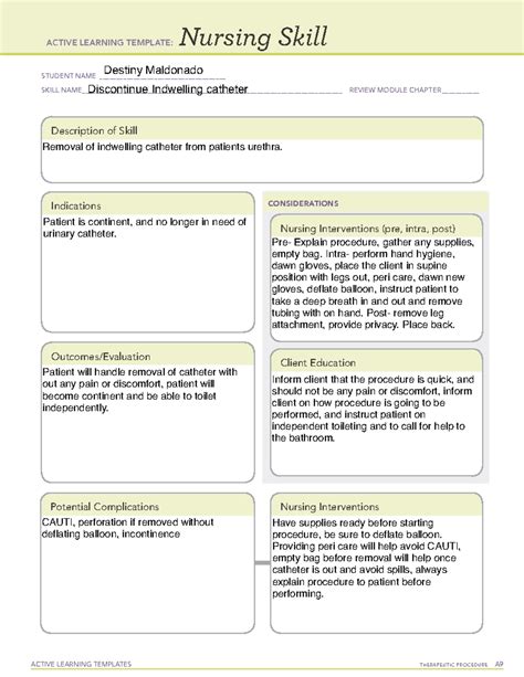 Active Learning Template Nursing Skill Form ACTIVE LEARNING TEMPLATES