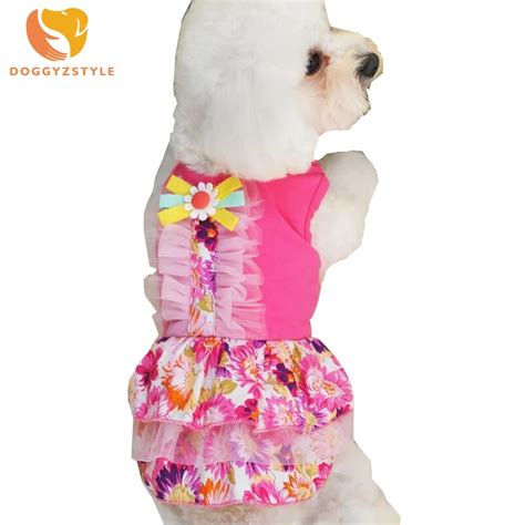 Rose Red Floral Dog Tutu Dress Summer Soft Lovely Pet Skirt Puppy Cat