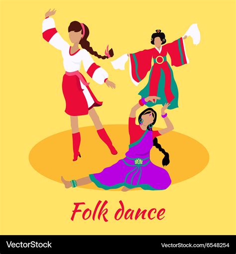 Folk dance concept flat design Royalty Free Vector Image