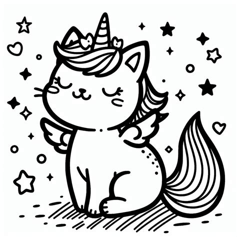 Dibujo Para Colorear Gato Unicornio Dibujos Para Colorear Niño