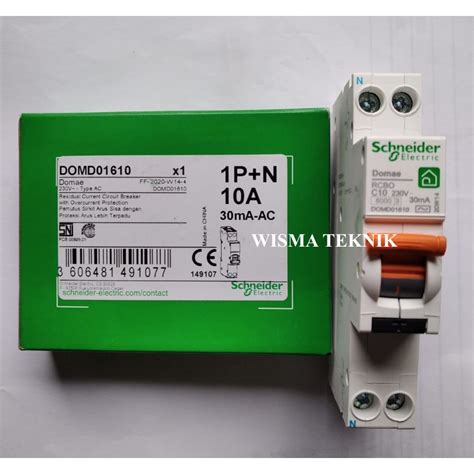 Jual RCBO SCHNEIDER Slim Domae 1P N MCB ELCB 10A DOMD01610