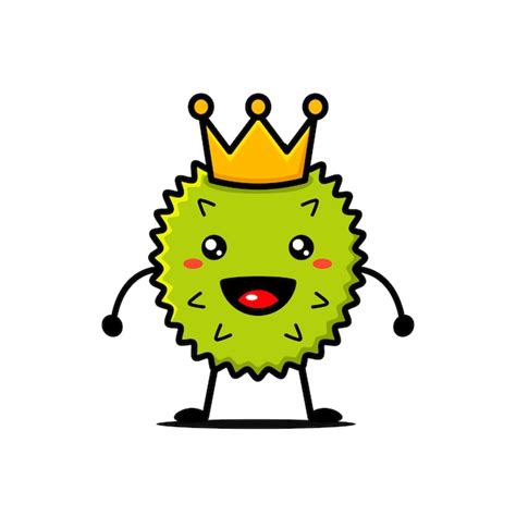 Lindo Personaje De Dibujos Animados Del Rey De La Fruta Durian Vector Premium