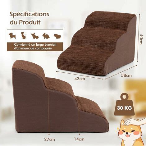 Goplus Escalier Pour Chien Chat Marches X X Cm Rampe De