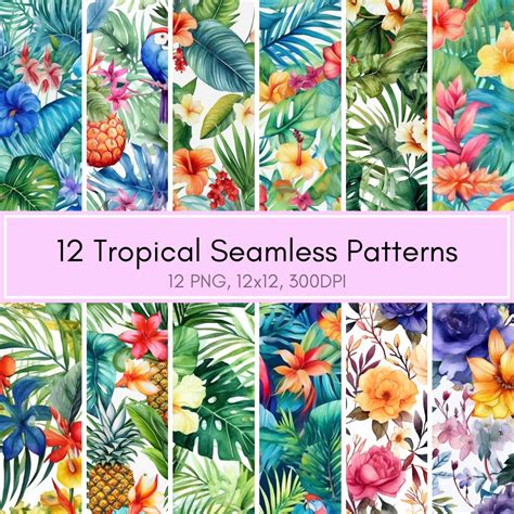 Tropical Digital Paper Seamless Pattern Tropial Prints Summer