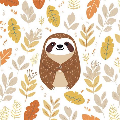 Premium Photo A Close Up Of A Sloth On A Leafy Background With Leaves