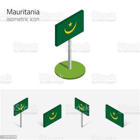 Islamic Republic Of Mauritania Flag Vector Set Of 3d Isometric Icons Stock Illustration