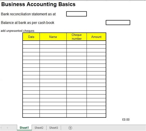 20 Free Bank Reconciliation Sheet Templates Printable Samples